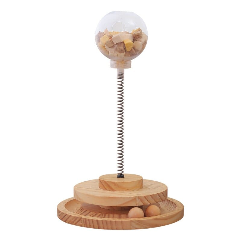 Swing motion cat feeder with interactive toy