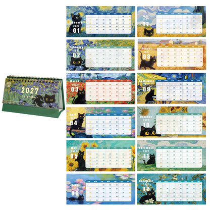 2027 Black Cat Desk Calendar
