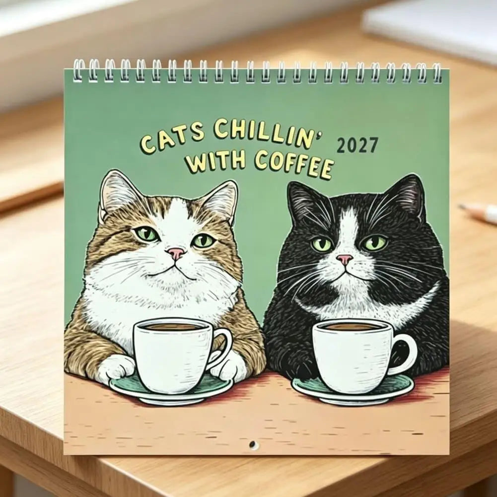 Cats Chillin' with Coffee and Books 2027 Calendar