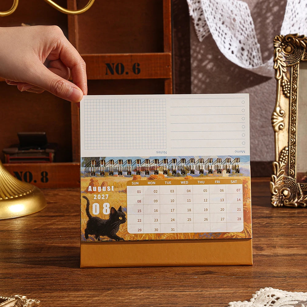 2027 Black Cat Desk Calendar