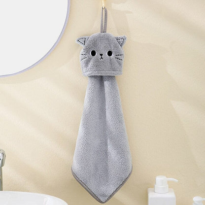 Whimsical cat face hand towel for bathroom decor