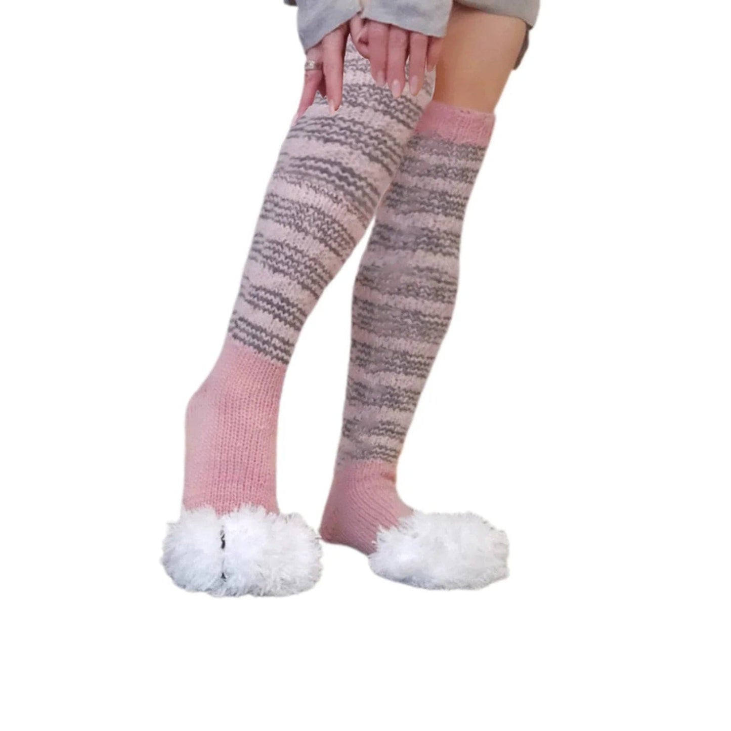 Winter Knee High Cat Paw Socks