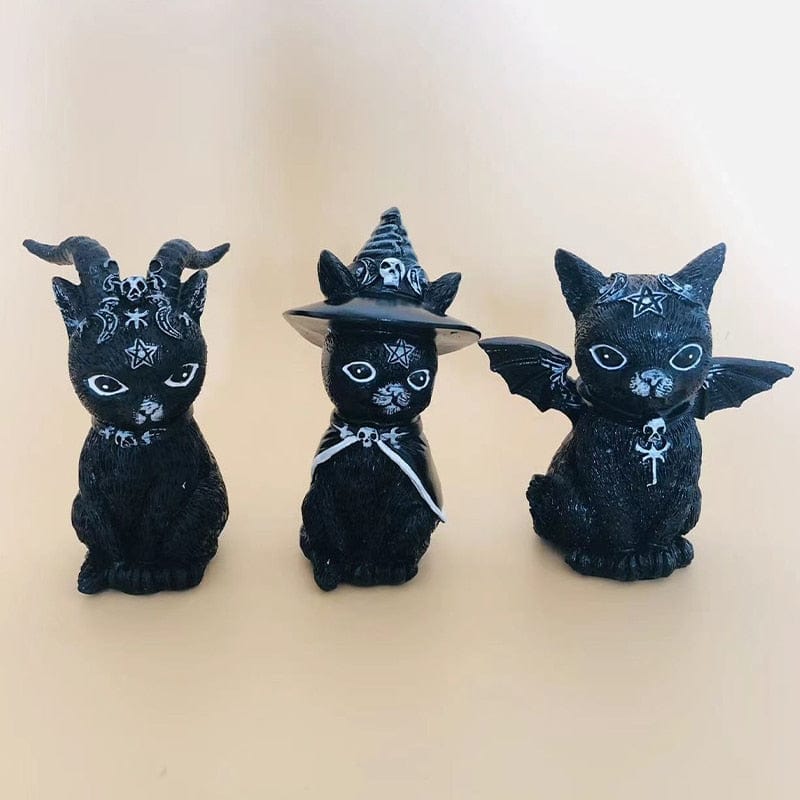 Whimsical cat gnome statues for a magical garden setting