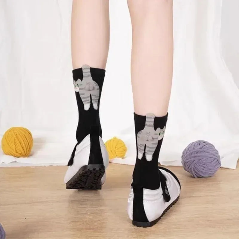 Funny Cat Socks with Fuzzy Balls