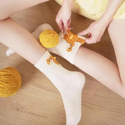 Funny Cat Socks with Fuzzy Balls