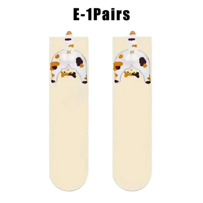 Funny Cat Socks with Fuzzy Balls