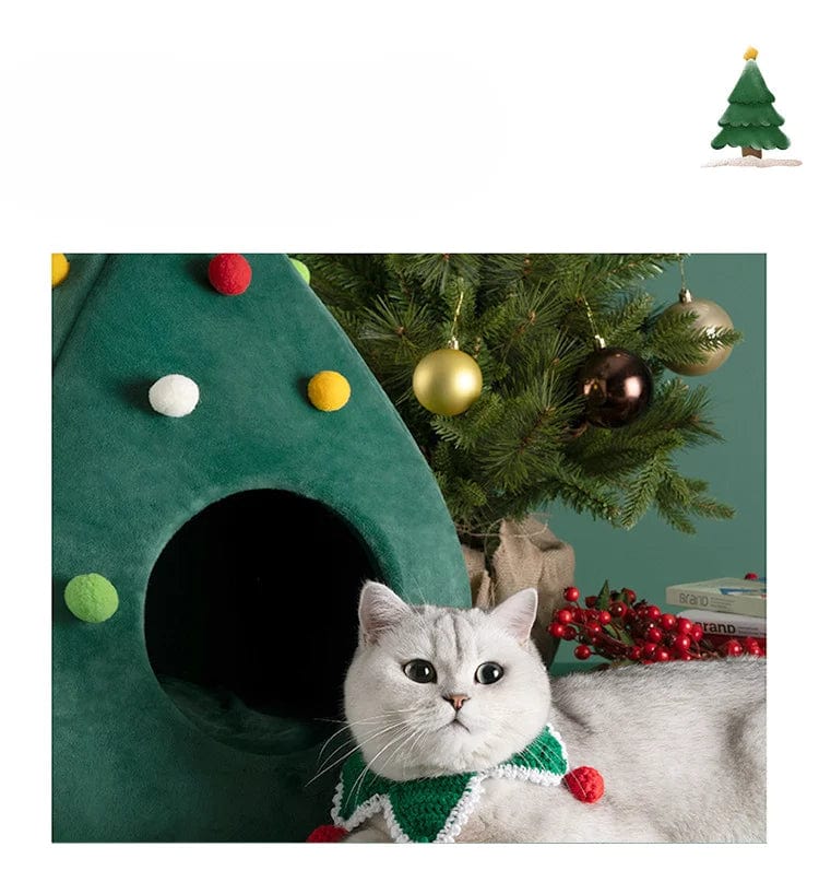 Warm Cat Christmas Tree Bed