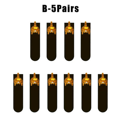 Funny Cat Socks with Fuzzy Balls