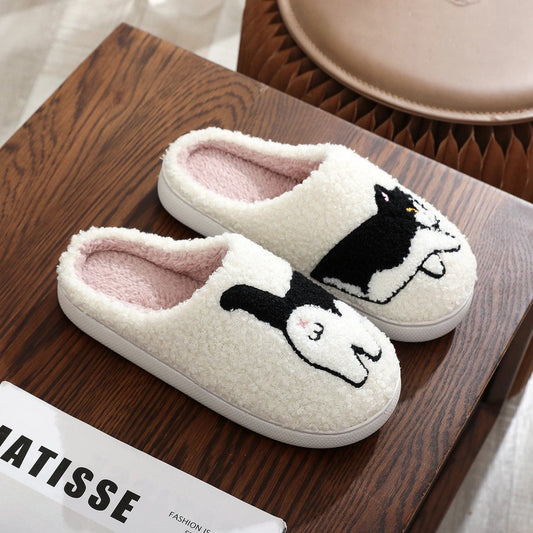 Black & White Cat Warm Slippers