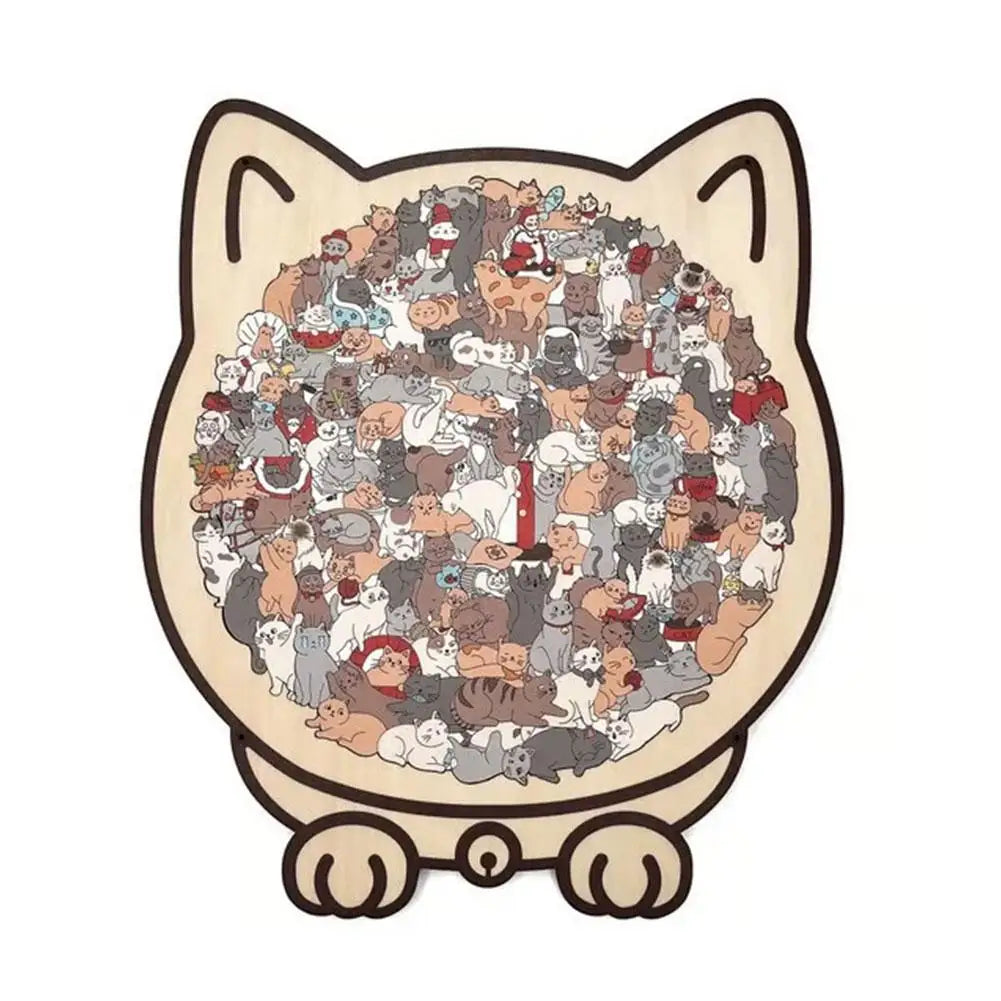 135pcs Cat-shaped Wooden Jigsaw Puzzle