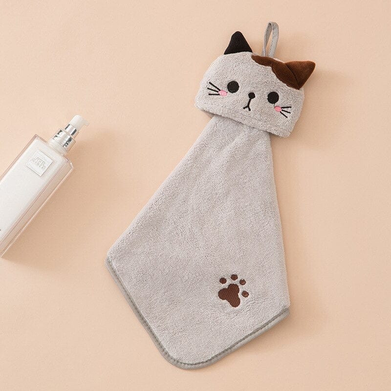 Soft and absorbent cat face hand towel