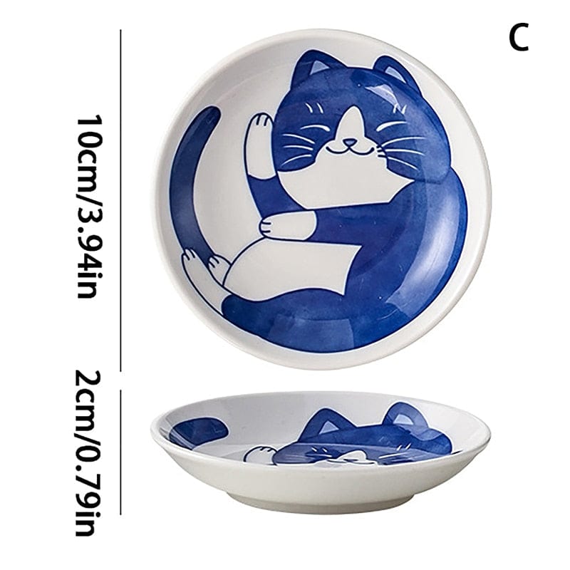 Ceramic Lucky Cat decor plates