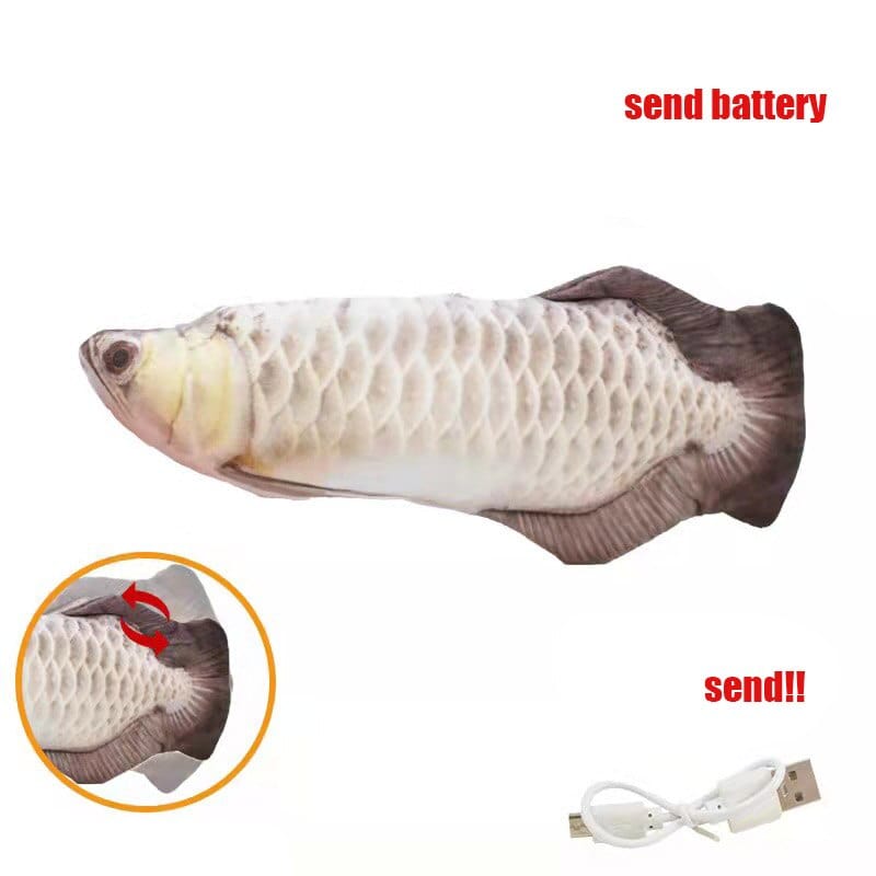 Interactive fish-shaped toy with electric motion for cats