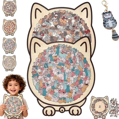 135pcs Cat-shaped Wooden Jigsaw Puzzle