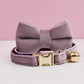 Velvet cat collar with name and bow