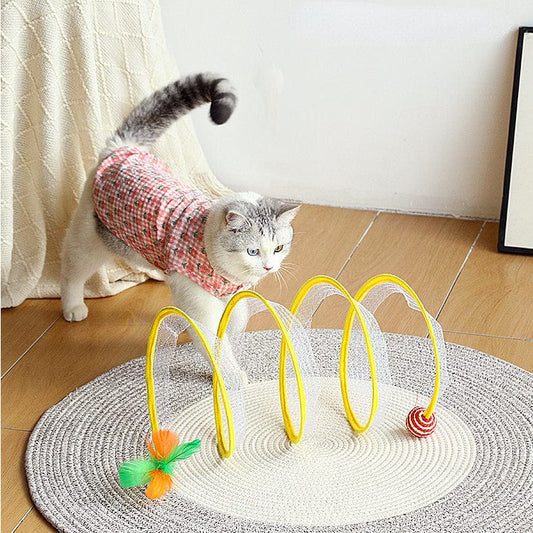 Cat Tunnel For Indoor Cats Collapsible Toy Coil Spiral Colorful Springs Cat Pet Crinkle Tunnels For Indoor Pet Supplies