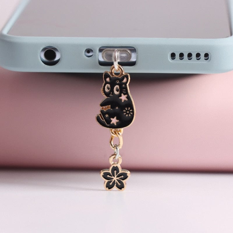 Stylish cat phone dust protection charms