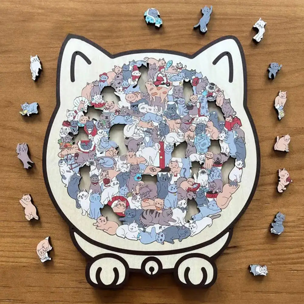 135pcs Cat-shaped Wooden Jigsaw Puzzle