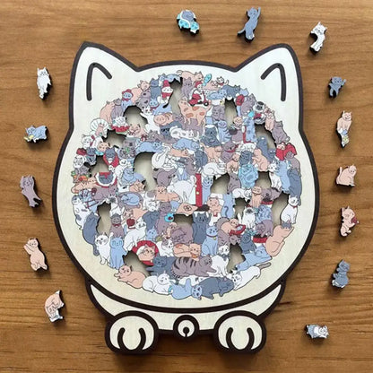 135pcs Cat-shaped Wooden Jigsaw Puzzle