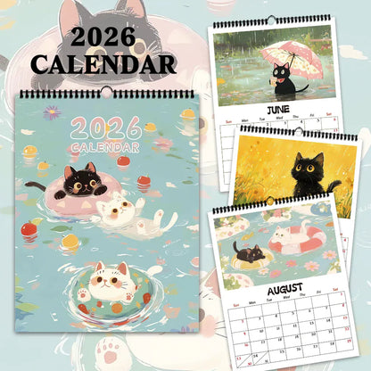 2026 Adorable Healing Black Cat Calendar