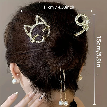 Cat Mom Tassel Hair Clip
