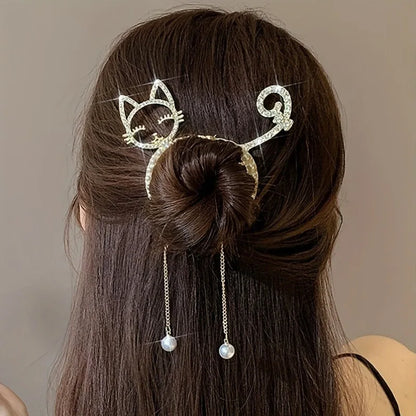 Cat Mom Tassel Hair Clip