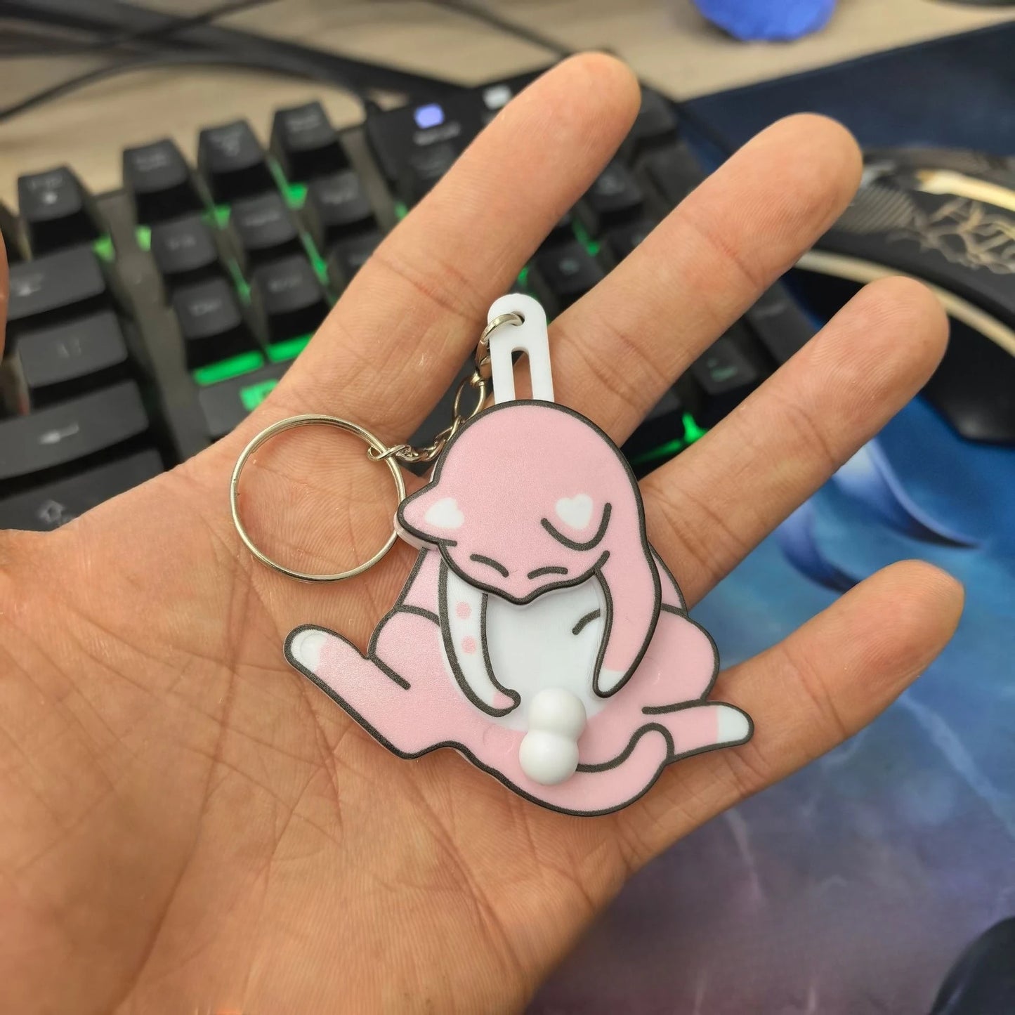 Cute Pull Play Cat Keychain