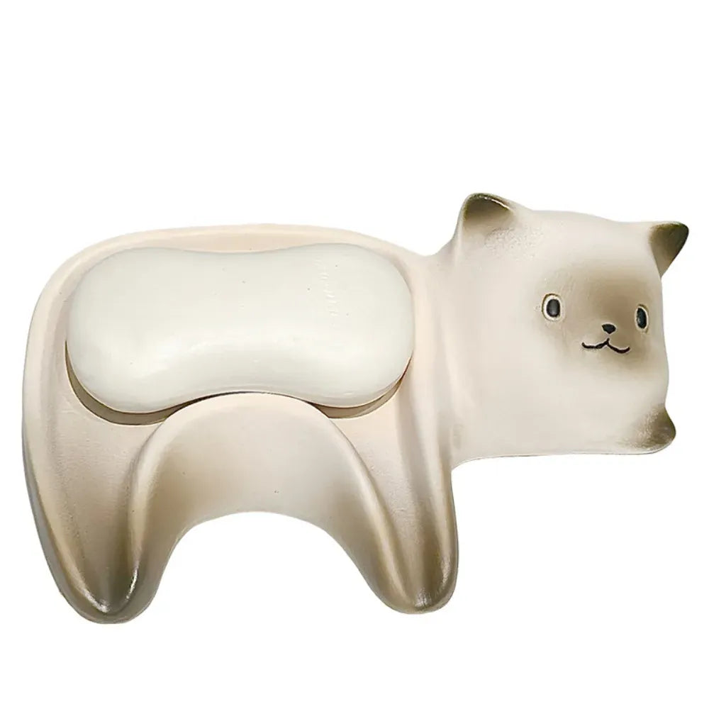 Creative Ceramic Cat Soap Box