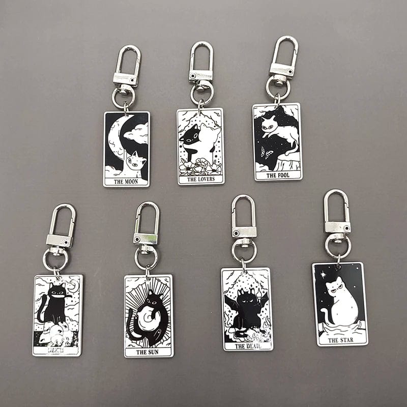 Funny Cat Tarot Card Keychains