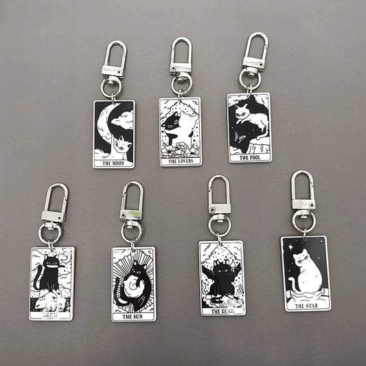 Funny Cat Tarot Card Keychains