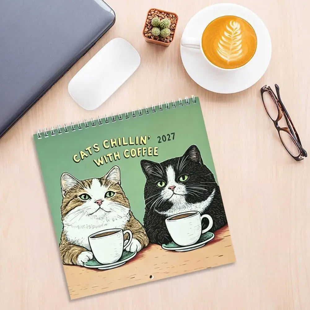 Cats Chillin' with Coffee and Books 2027 Calendar