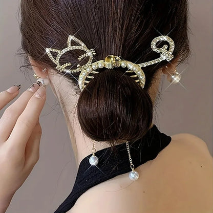 Cat Mom Tassel Hair Clip