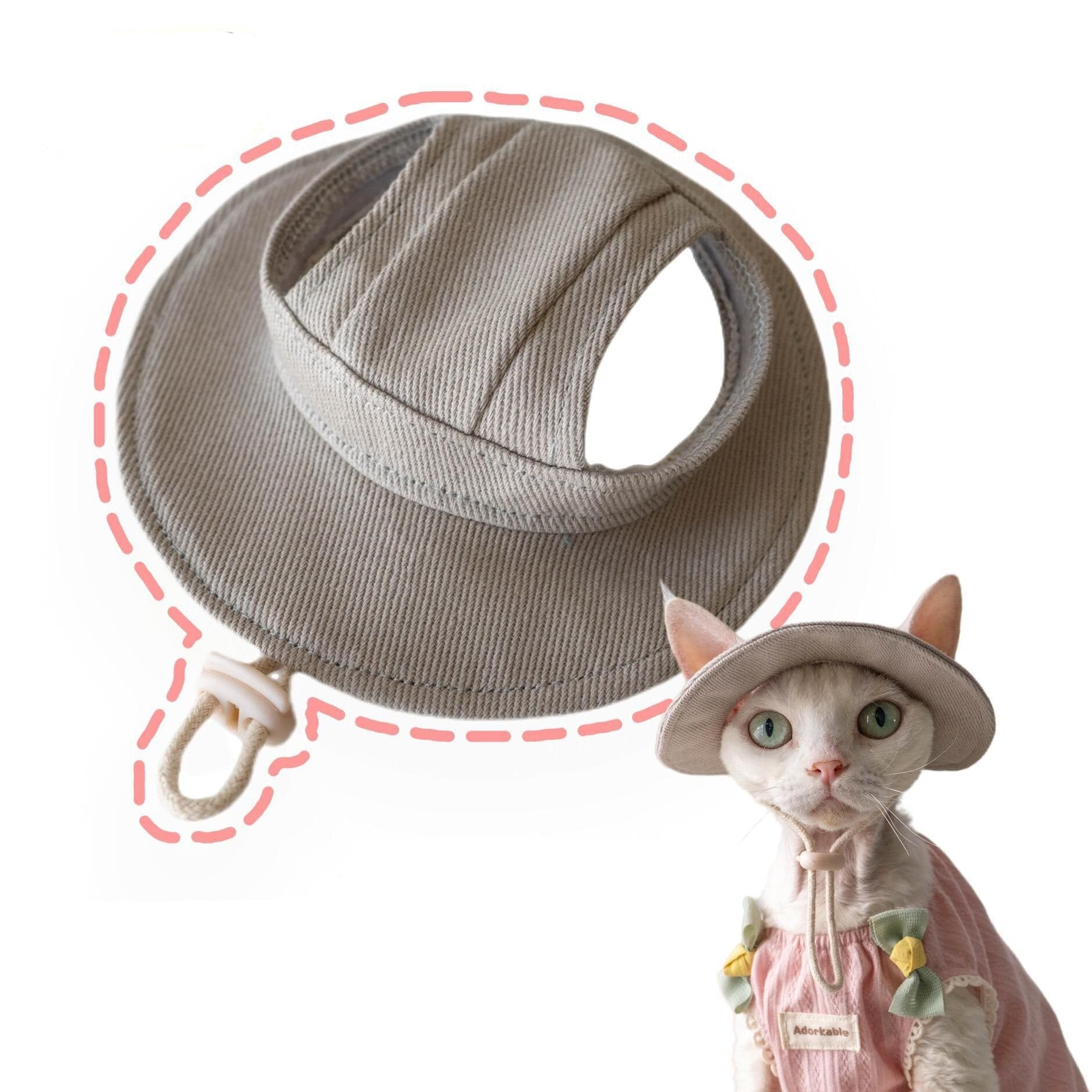 Adjustable travel cat hat with built-in sun protection