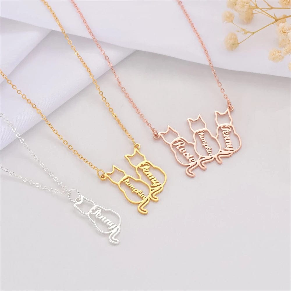 Personalized 1-4 Cats Name Necklace