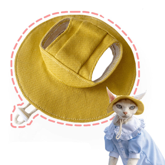 Cat hat with adjustable fit for travel and sun protection