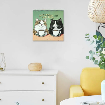 Cats Chillin' with Coffee and Books 2027 Calendar