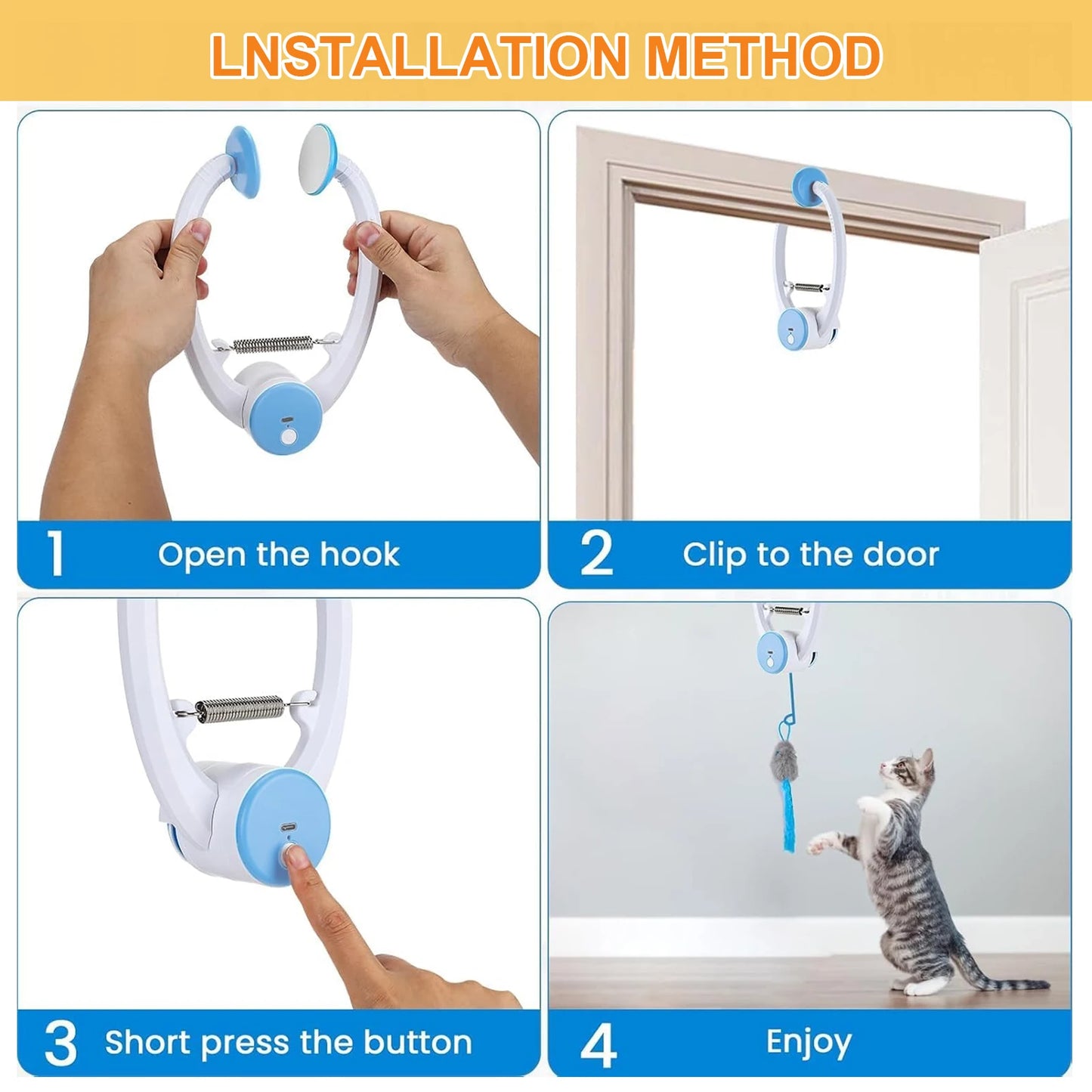 Door Hanging Auto-Rebound Cat Toy Retractable Kitten Teaser with 3 Catnip Mice  Interactive Pet Play Toy for Indoor Playing Exer