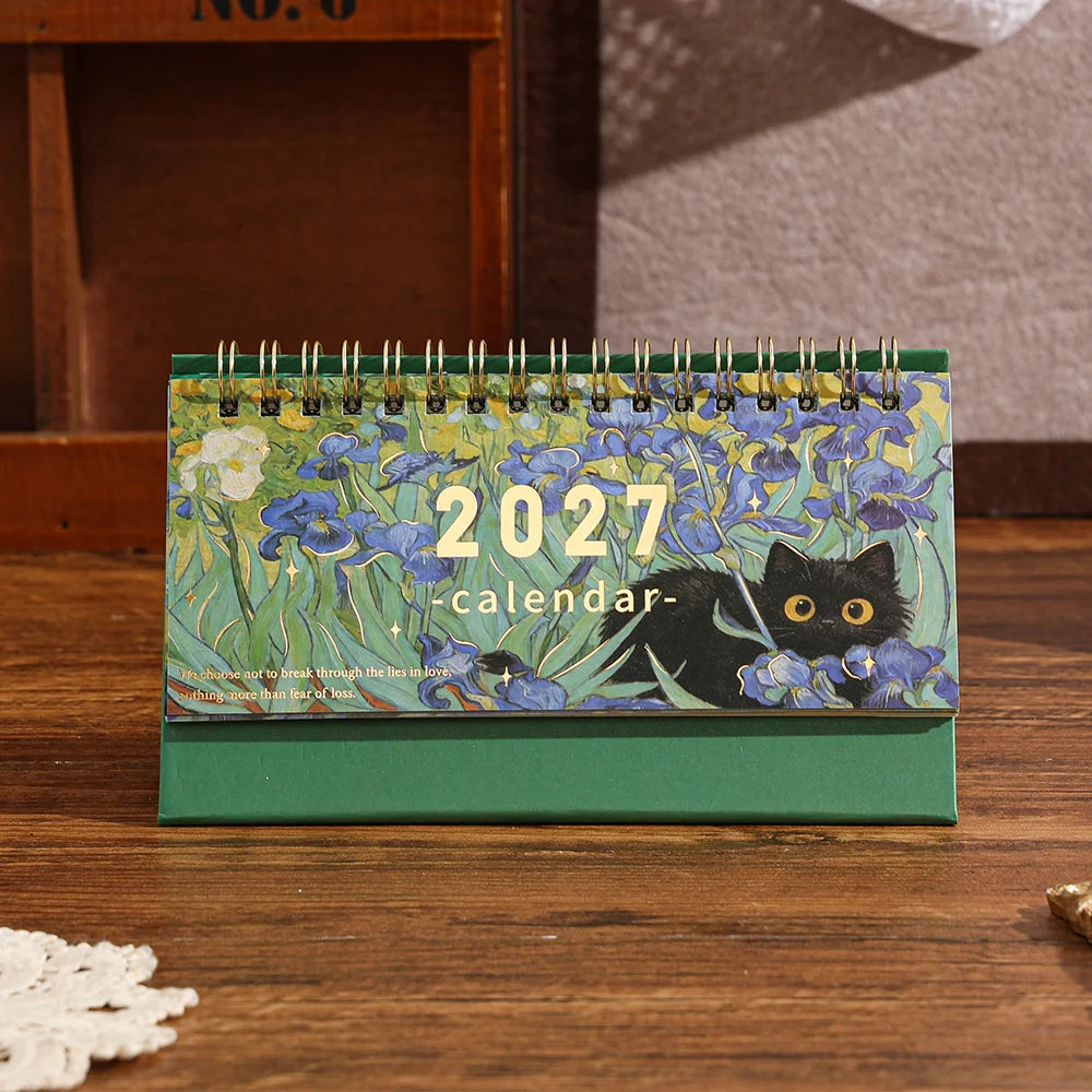 2027 Black Cat Desk Calendar