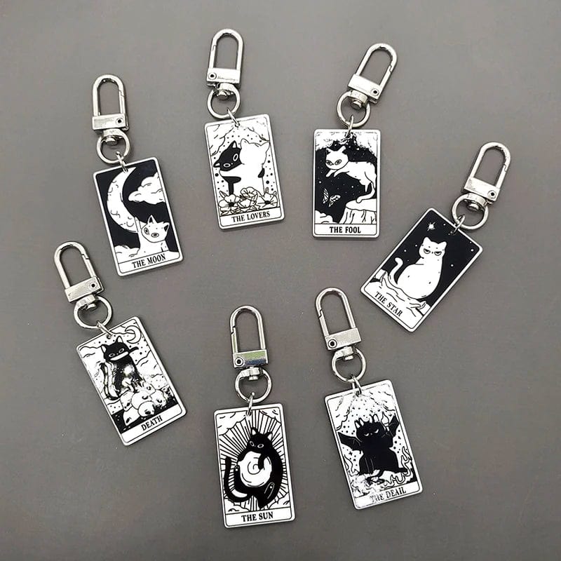 Funny Cat Tarot Card Keychains