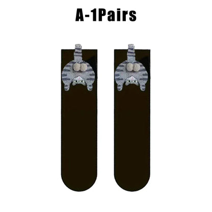 Funny Cat Socks with Fuzzy Balls