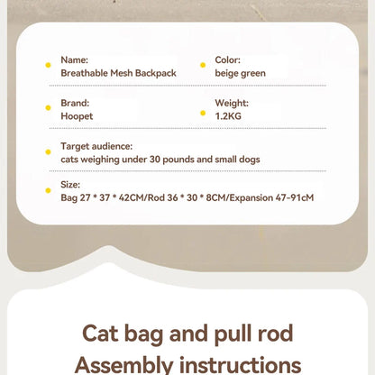 HOOPET Cats Travel Bag Portable Out Pet Trolley Suitcase Universal  Small Dogs Bag Cat Backpack Detachable Pet Supplies