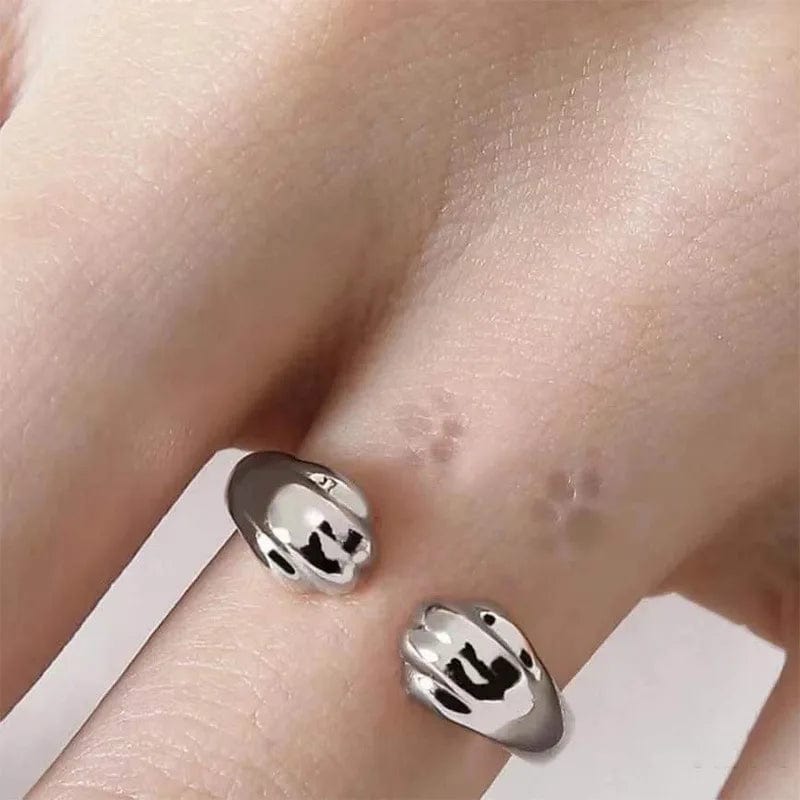 Silver Cute Cat Paw Ring