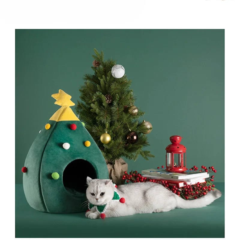 Warm Cat Christmas Tree Bed