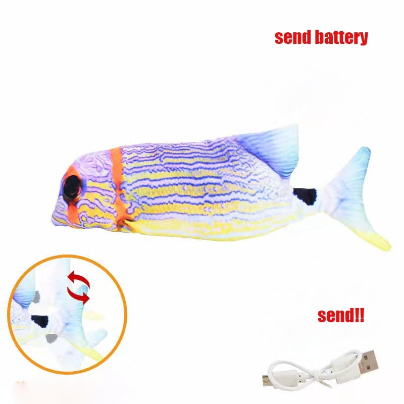 Interactive fish-shaped toy with electric wiggling motion for cats