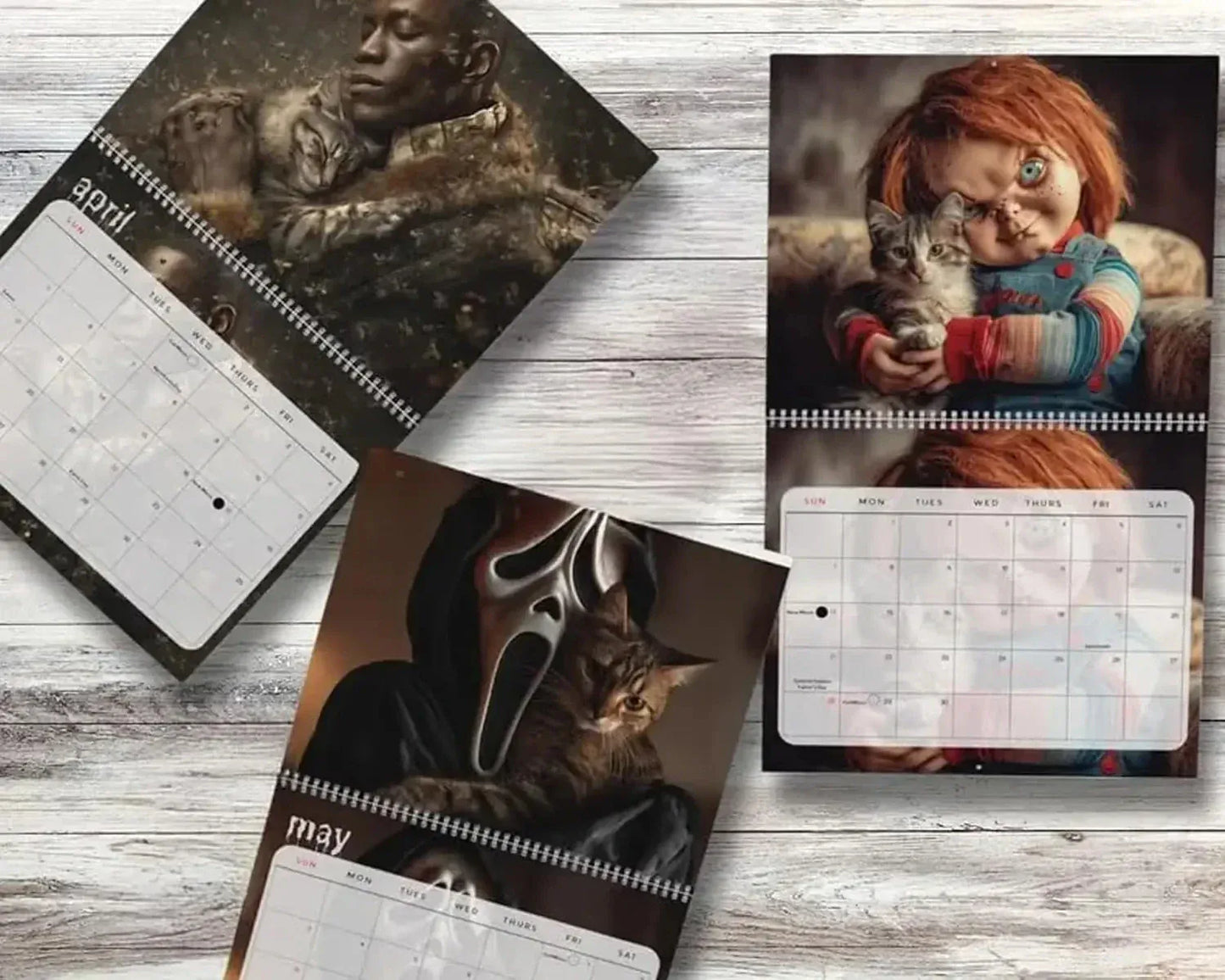 Hangable Scary Horror Cat Themed 2026 Calendar