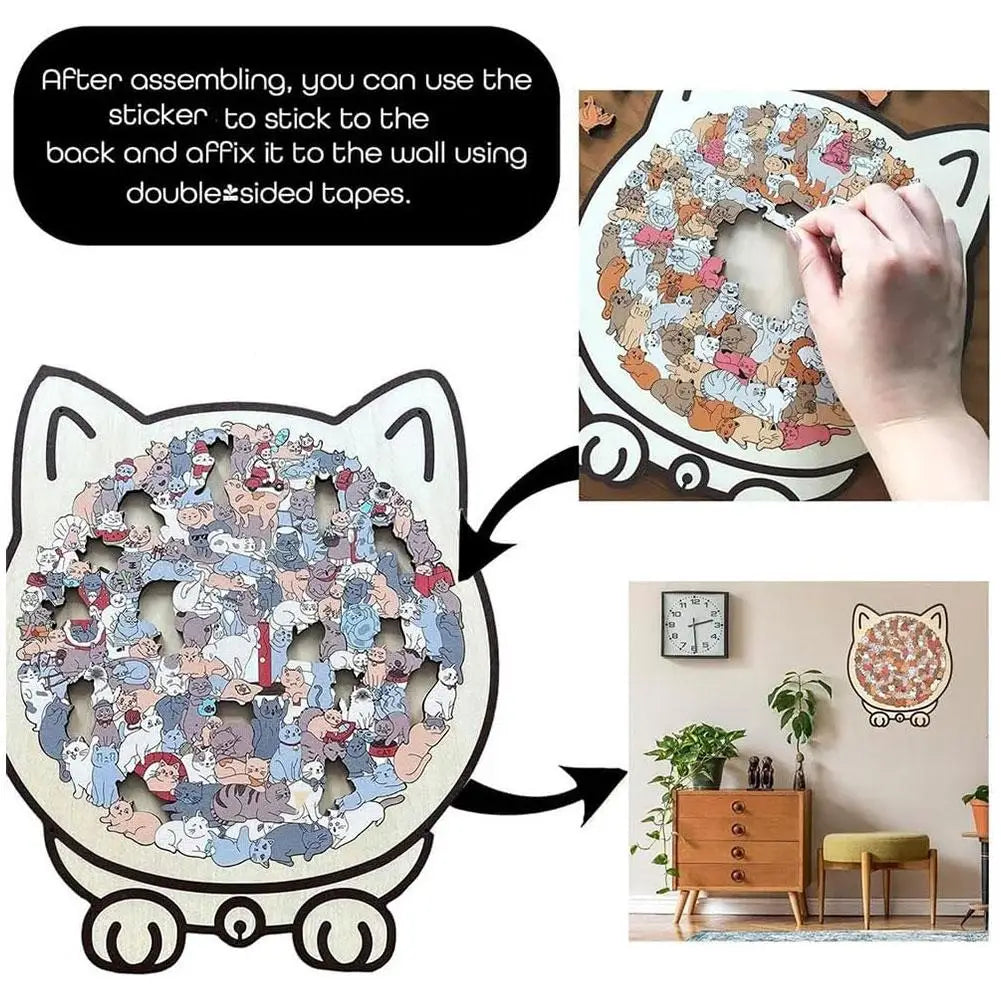 135pcs Cat-shaped Wooden Jigsaw Puzzle