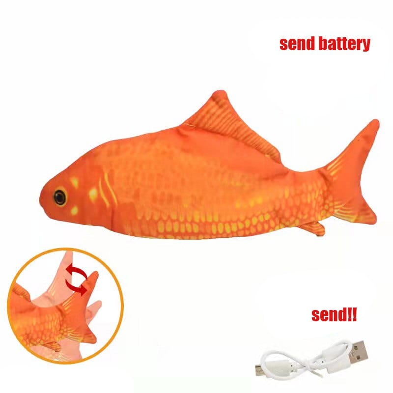 Battery-operated fish petting toy for feline entertainment
