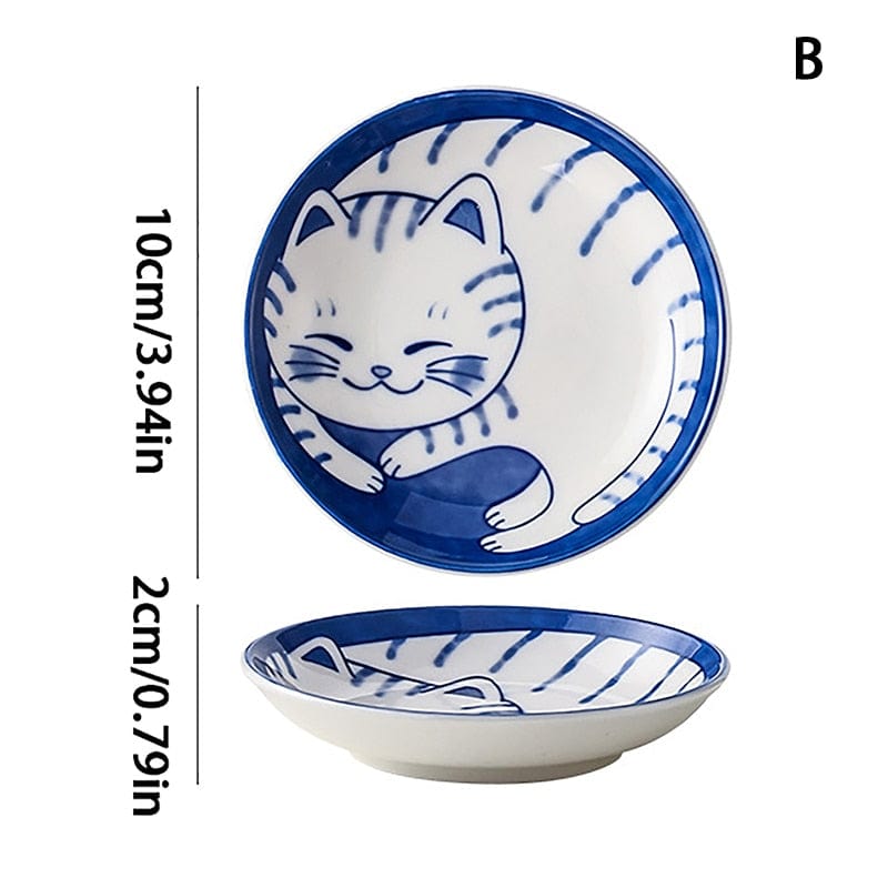 Japanese Lucky Cat plate set