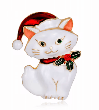 Santa Cat Brooch Set