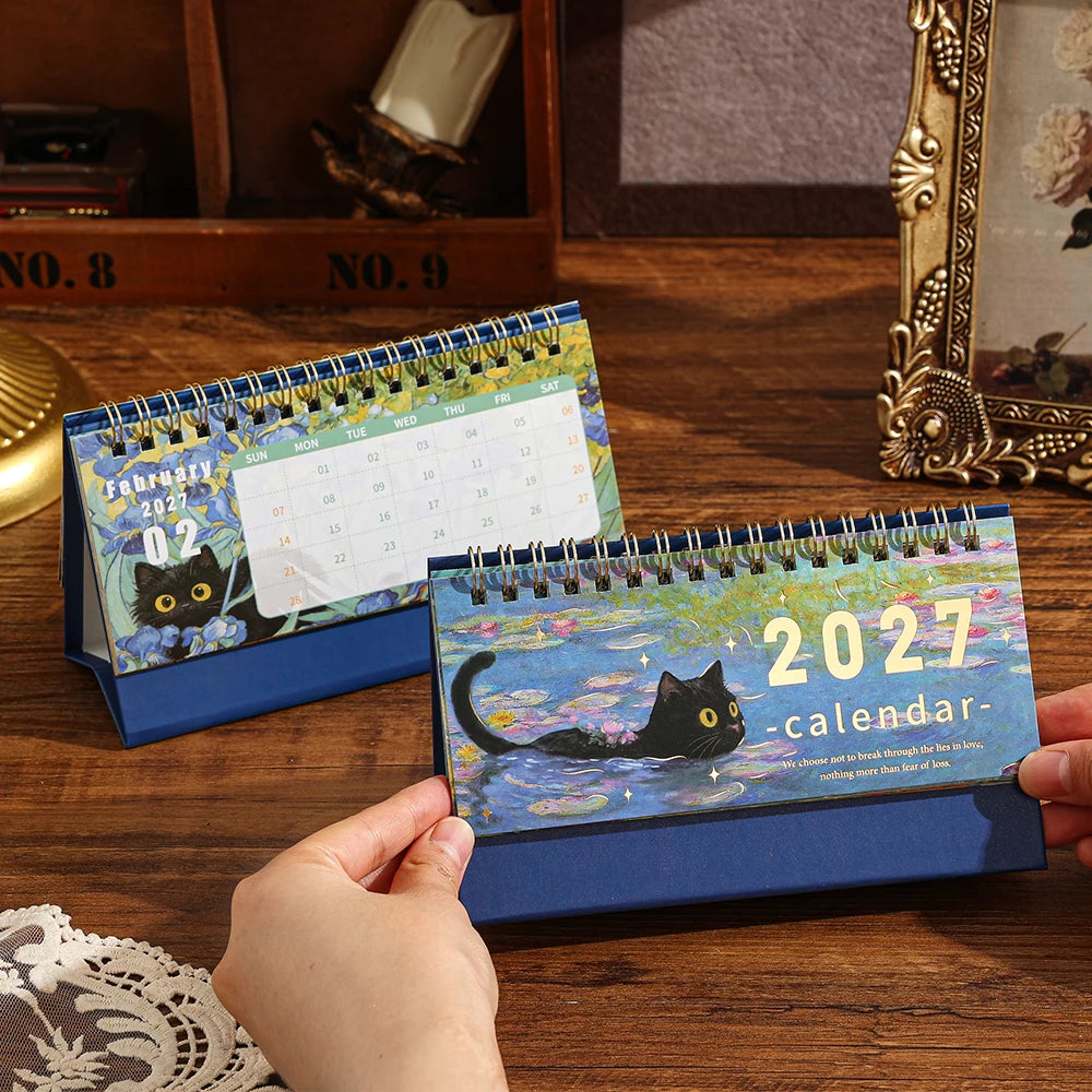 2027 Black Cat Desk Calendar